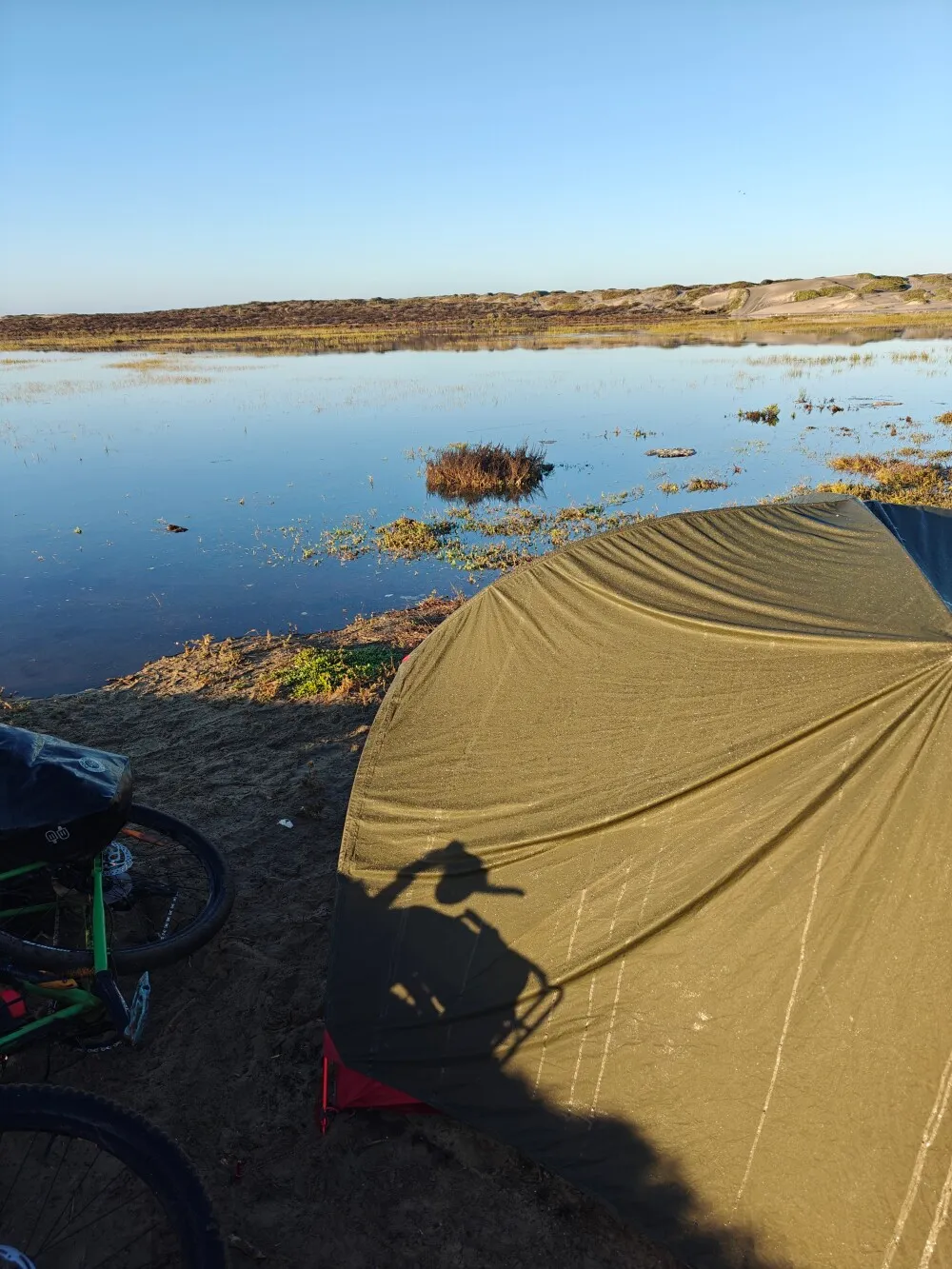 Woke up to water just outside the tent!