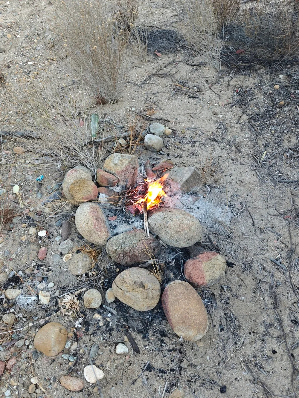 Small morning camp fire