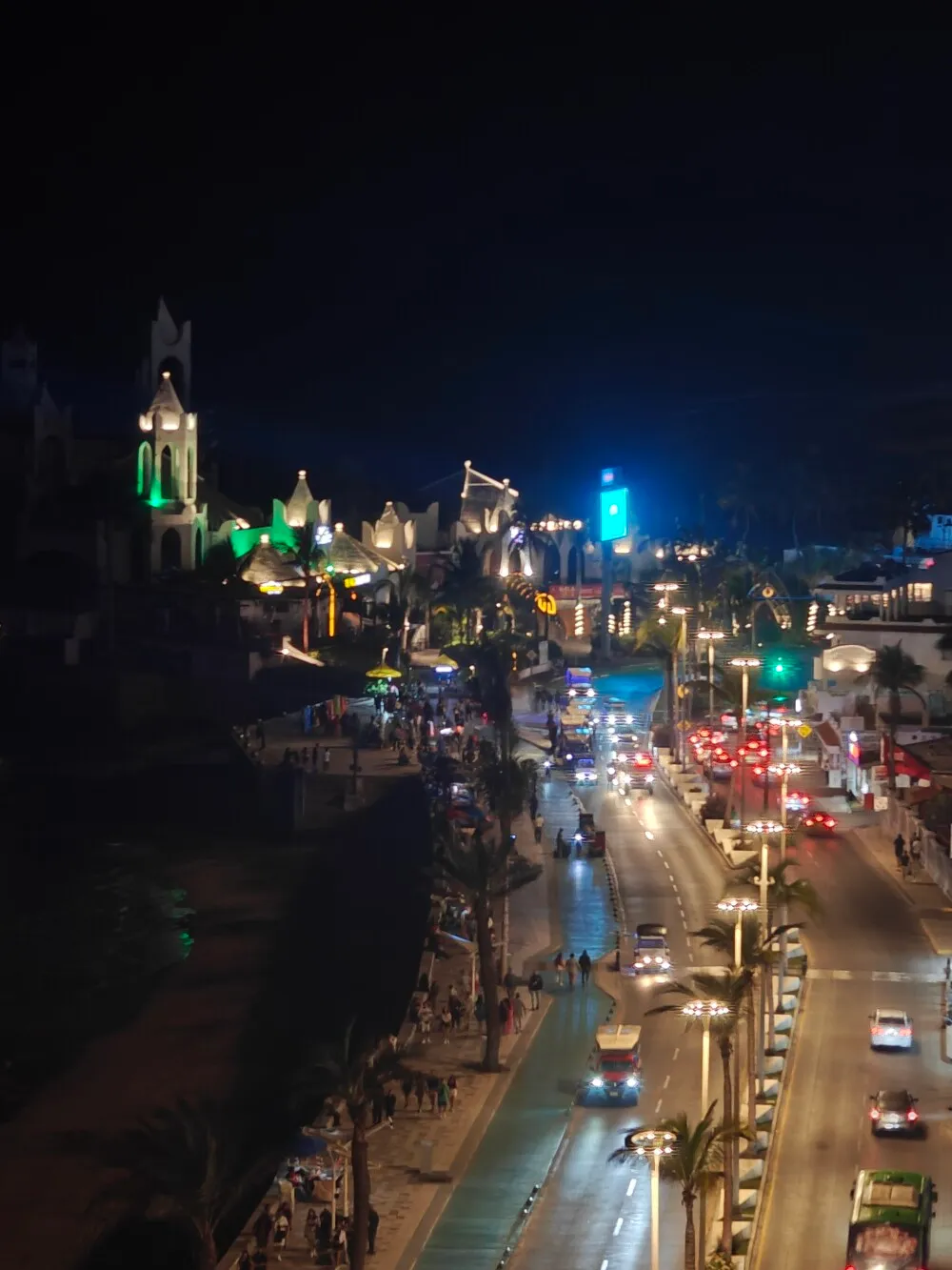 Mazatlan malecon at night