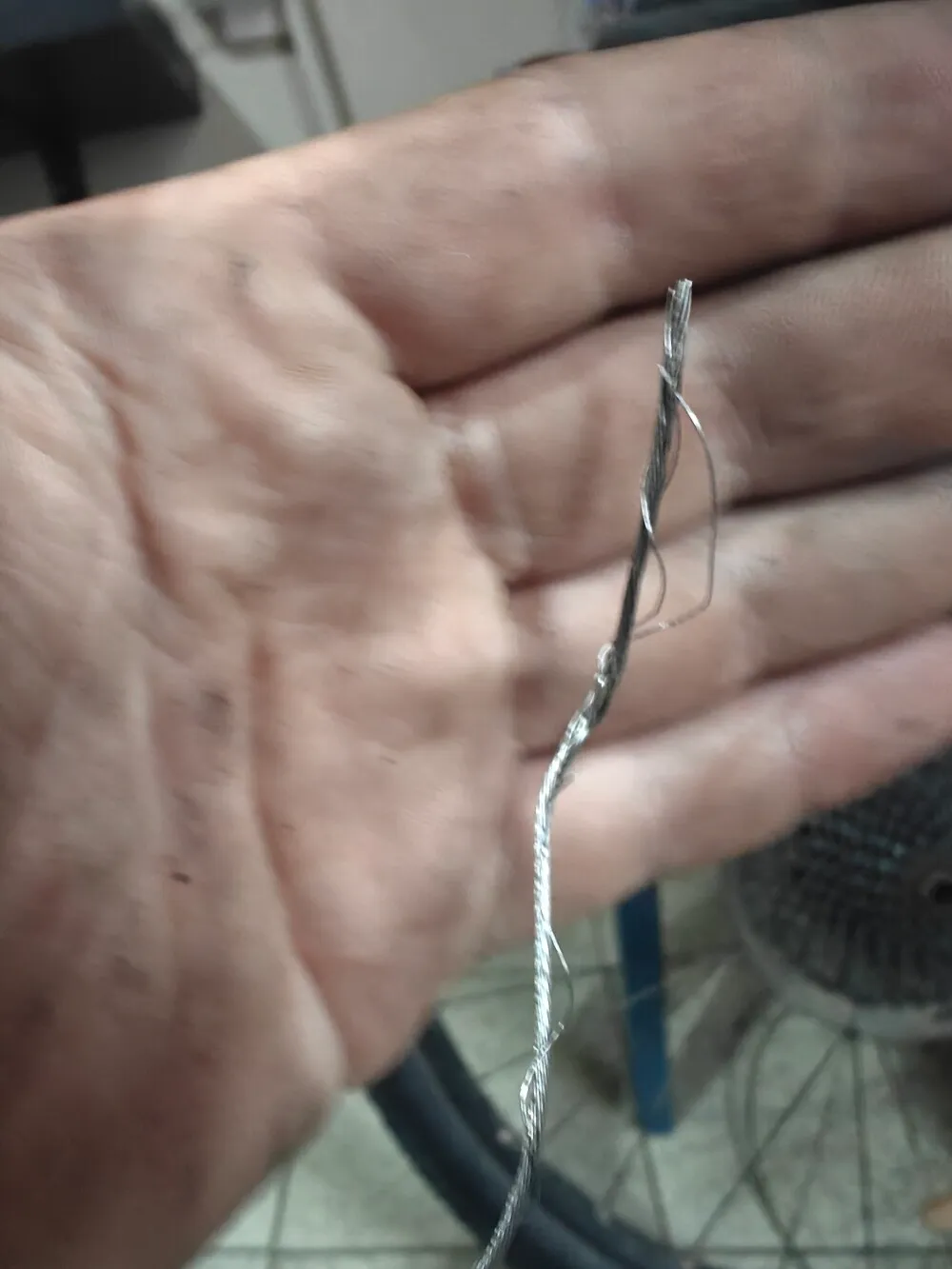 Frayed shifter cable