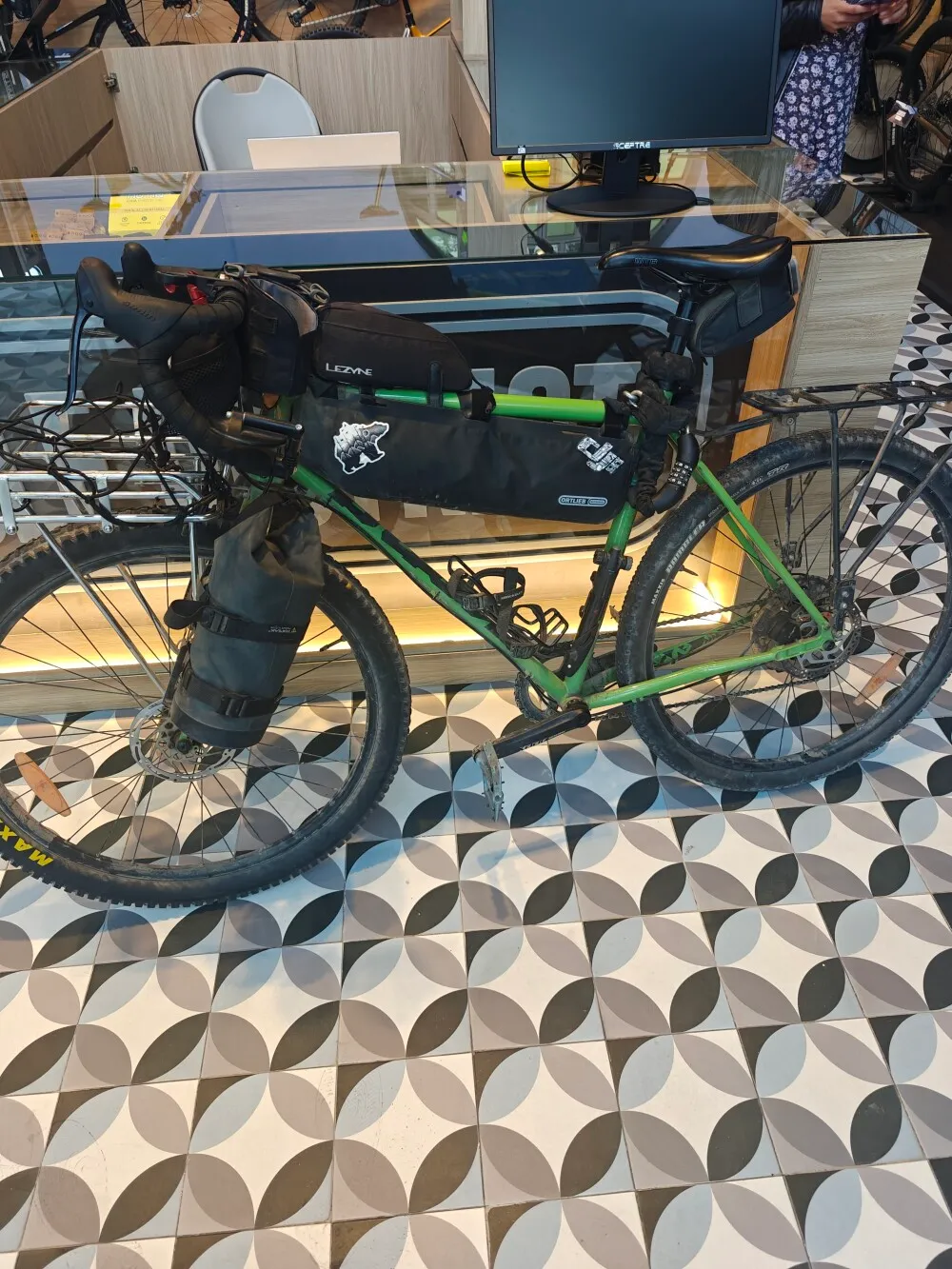 Leaving the bike at a shop for some TLC.