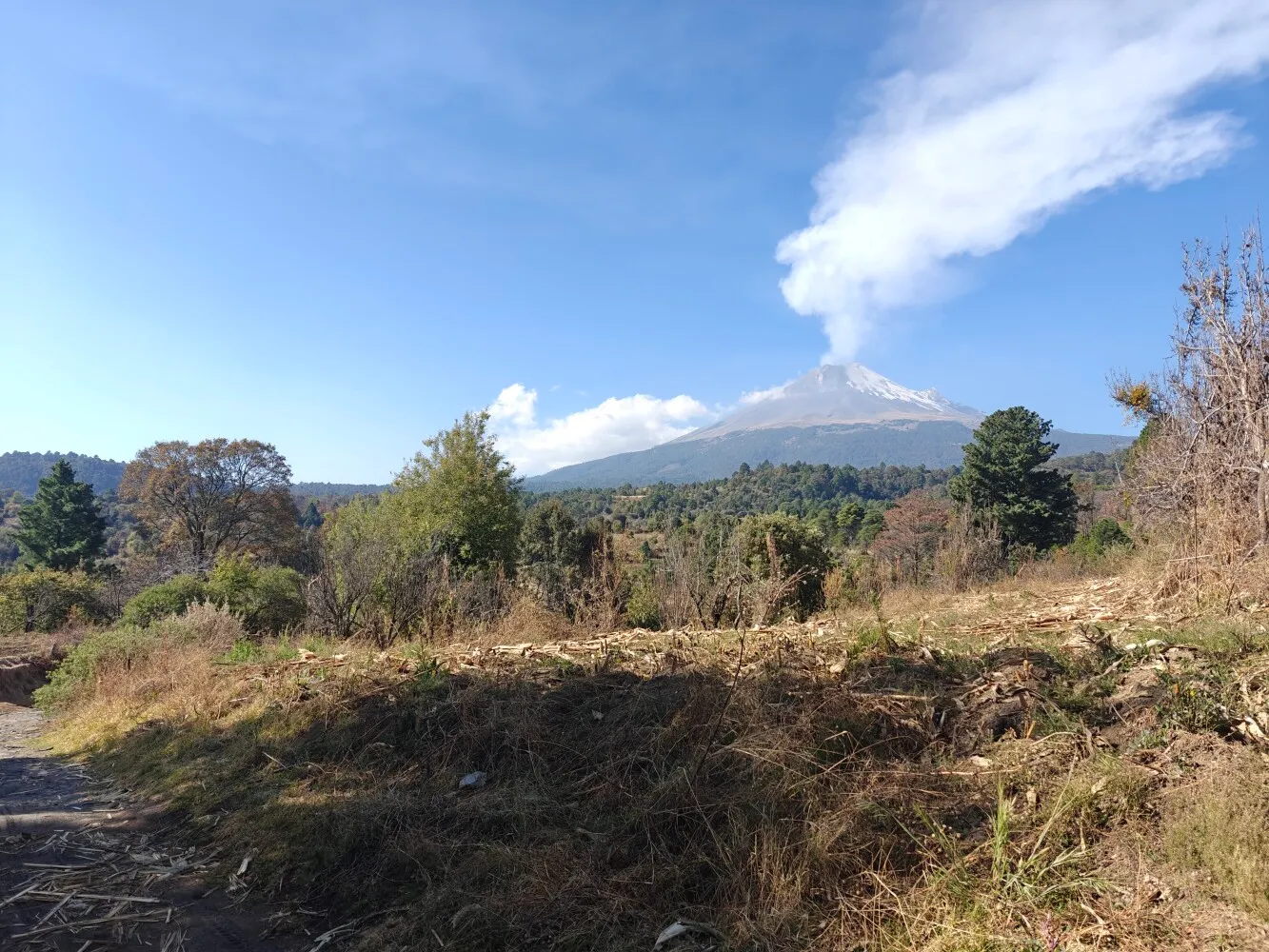 The volcano is less scary for afar.