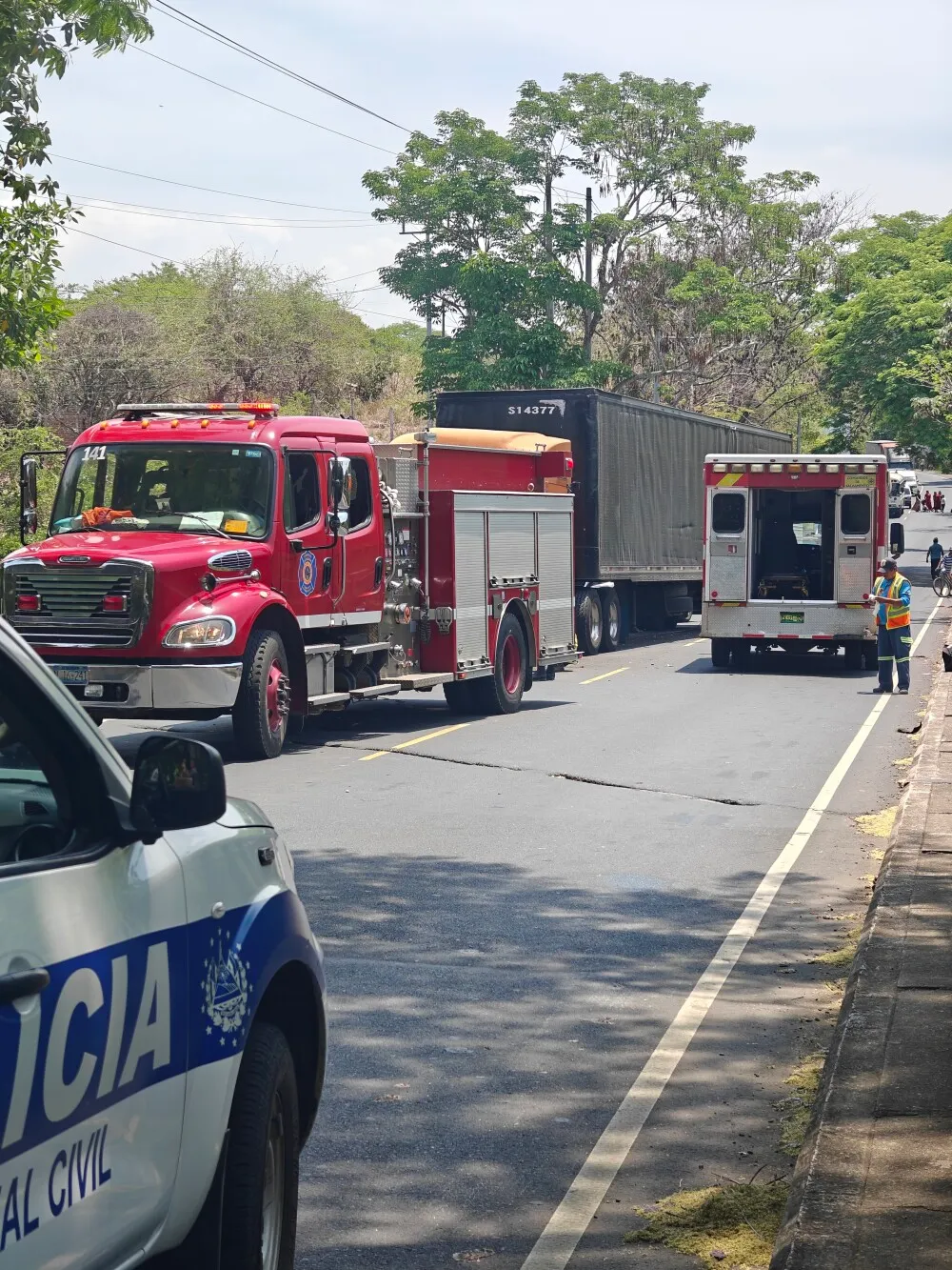 Passed a really bad accident on the road. Truck hit a car. The state of the car was shocking. Emergency services were trying to get the people inside out. Very shocking to pass.
