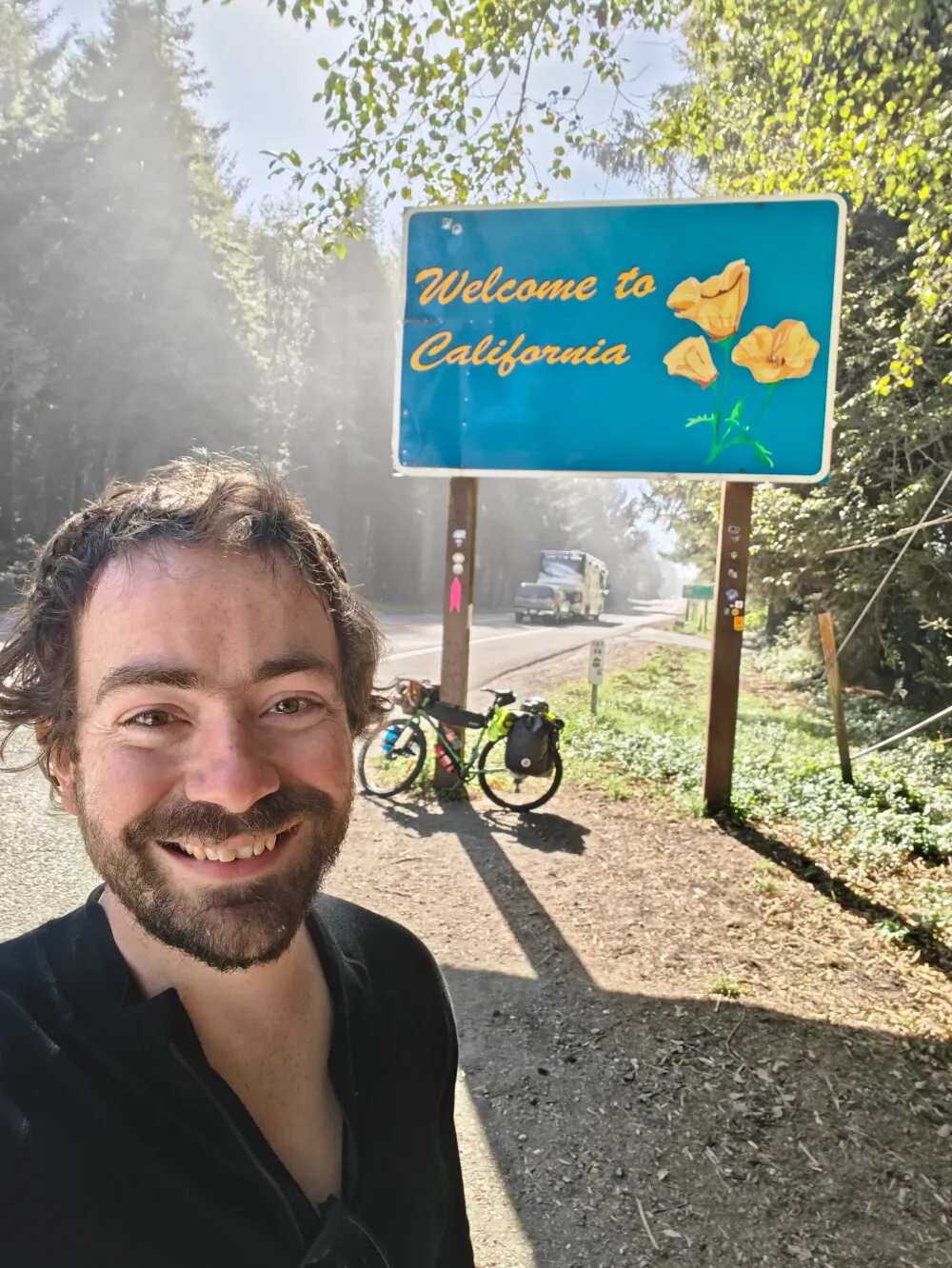 Compulsory selfie at the welcome to California sign